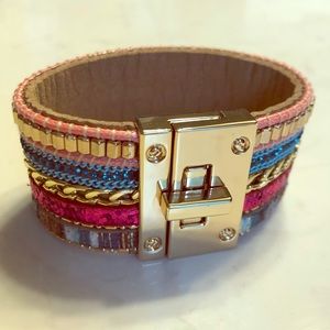 Multi Chain Beaded Turnlock Cuff